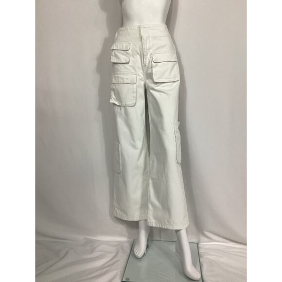 Afrm 'Maxwell' White Parachute Denim Cargo Pant Size 24 - Picture 2 of 4